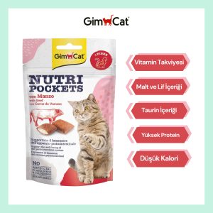 Gimcat NutriPockets Biftek ve Maltli Kedi Ödül 60Gr