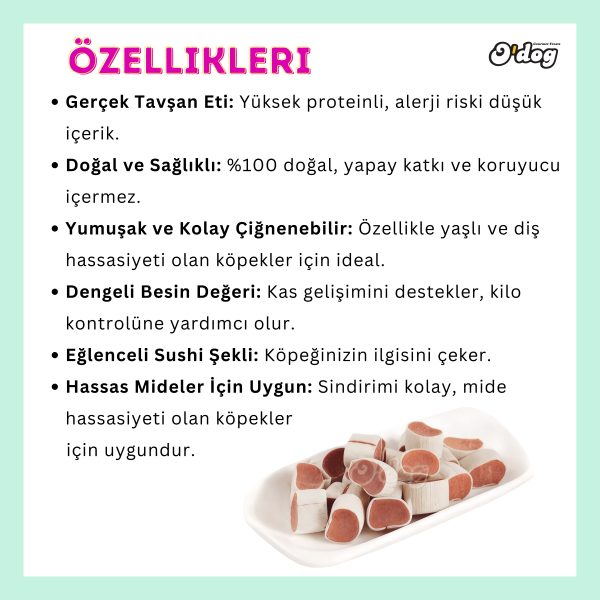 O Dog Gerçek Tavşan Etiyle Sağlıklı, Doğal Ve Lezzetli Köpek Ödülü (100 GR)