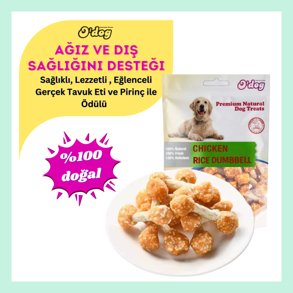 O Dog Gerçek Tavuk Eti Ve Pirinç Dambıl Köpek Ödülü (100 GR)