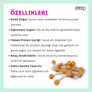 O Dog Gerçek Tavuk Eti Ve Pirinç Dambıl Köpek Ödülü (100 GR)