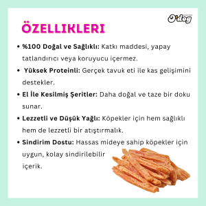 El ile Kesilmiş Tavuk Jerkisi Şeritleri Köpek Ödülü – 100 gr