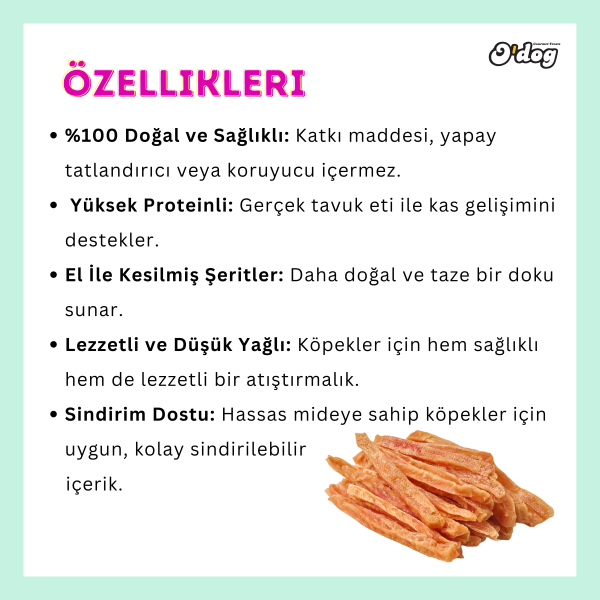 El ile Kesilmiş Tavuk Jerkisi Şeritleri Köpek Ödülü – 100 gr