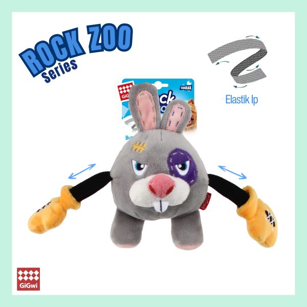 Gigwi Rock Zoo Boksör Tavşan Köpek Oyuncağı – Sesli, Bungee Core Yapılı Dayanıklı ve Eğlenceli Oyuncak