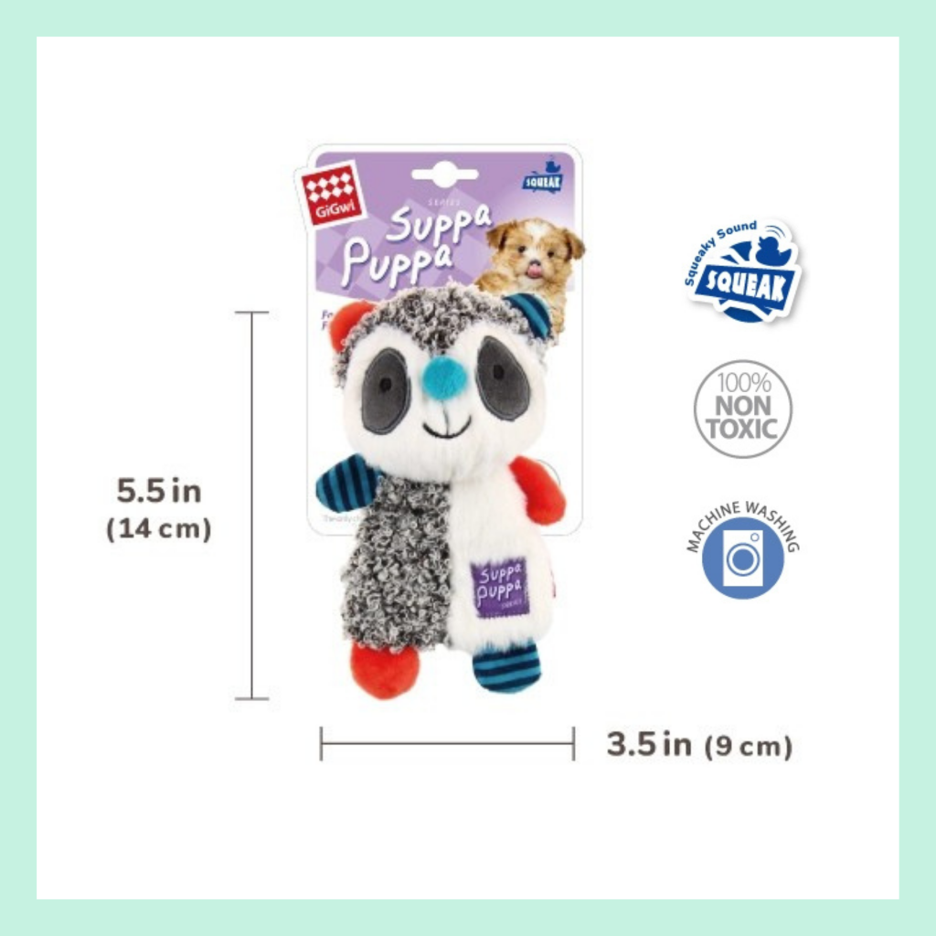 Gigwi Suppa Puppa Rakun Köpek Oyuncağı – Küçük Irklar İçin Yumuşak ve Sesli Sevimli Arkadaş