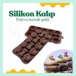 14 Bölmeli Köpek Kemiği ve Pati silikon Kalıbı, Pasta ve Ödül Maması Yapımı İçin