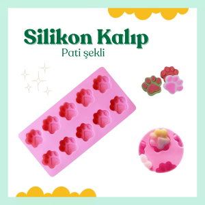 Sevimli Silikon Kalıp – 10 Gözlü Pati Şekilli Kalıp - Pasta Ve Ödül Maması Yapımı Için
