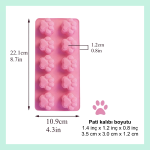 Sevimli Silikon Kalıp – 10 Gözlü Pati Şekilli Kalıp - Pasta Ve Ödül Maması Yapımı Için