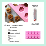 Sevimli Silikon Kalıp – 10 Gözlü Pati Şekilli Kalıp - Pasta Ve Ödül Maması Yapımı Için