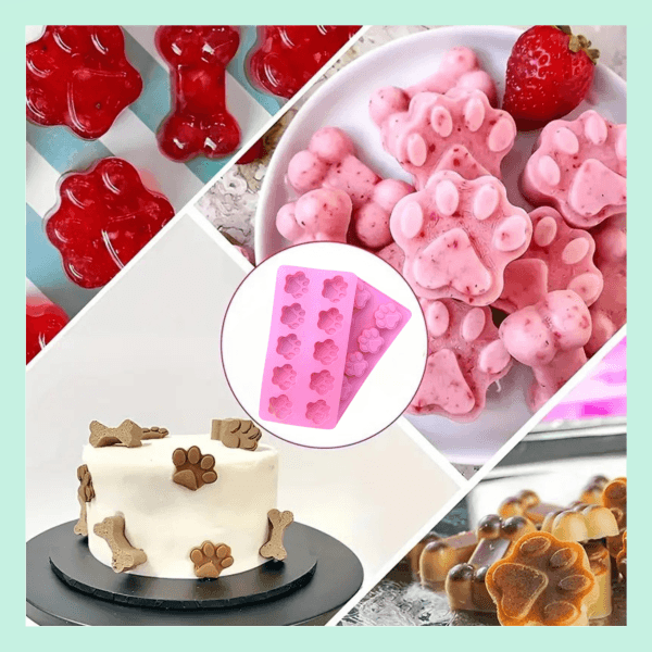 Sevimli Silikon Kalıp – 10 Gözlü Pati Şekilli Kalıp - Pasta Ve Ödül Maması Yapımı Için