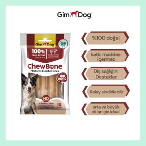 GimDog Rawhide Sticks Burgu Köpek Çiğneme Kemiği 5" 9-10 mm 80 gr