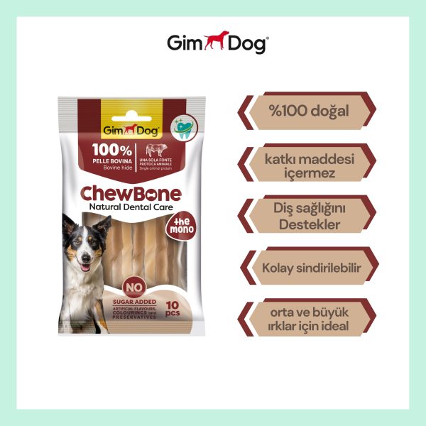 Gimdog GimDog Rawhide Sticks Burgu Köpek Çiğneme Kemiği 5" 9-10 mm 80 gr