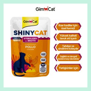 GimCat Shinycat Pouch Sterilized Tavuklu Kedi Maması 70 gr – Kısırlaştırılmış Kediler İçin