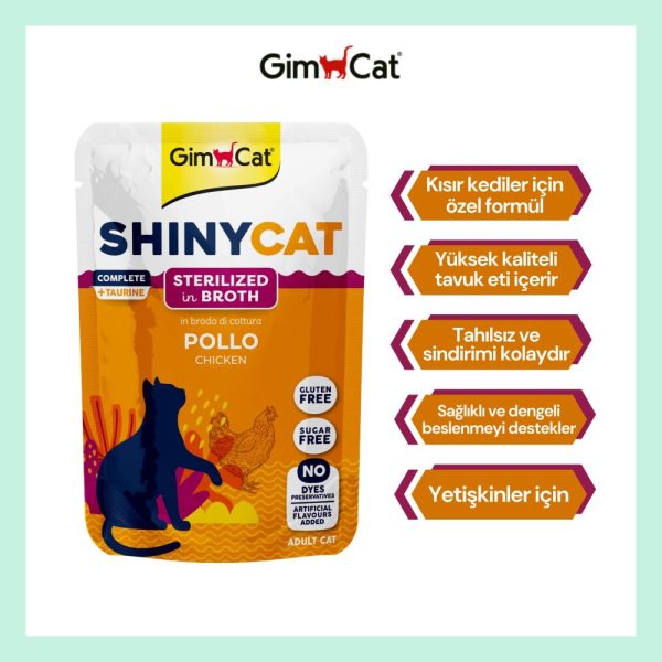 GimCat Shinycat Pouch Sterilized Tavuklu Kedi Maması 70 gr – Kısırlaştırılmış Kediler İçin