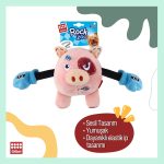 Gigwi Rock Zoo Boksör Domuz Köpek Oyuncağı – Dayanıklı, Sesli ve Eğlenceli Bungee Core Peluş Oyuncak