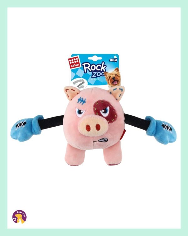 IMG_2591 Gigwi Rock Zoo Boksör Domuz Köpek Oyuncağı – Dayanıklı, Sesli ve Eğlenceli Bungee Core Peluş Oyuncak
