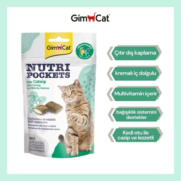 Gimcat Nutripockets Otu ve Multivitamin Kedi Ödülü 60Gr