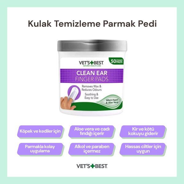 vet's best Vet’s Best Kulak Temizleme Parmak Pedi – Köpek ve Kediler İçin Hijyenik Kulak Bakımı