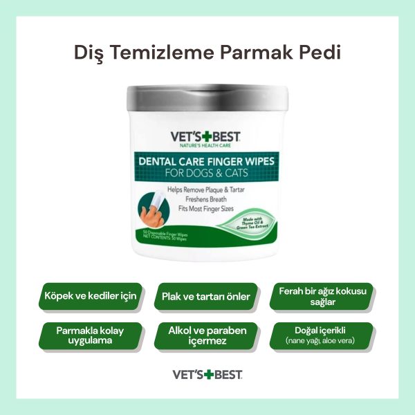 Vet’s Best Diş Temizleme Parmak Pedi – Köpek ve Kediler İçin Plak ve Tartar Karşıtı Ağız Bakımı