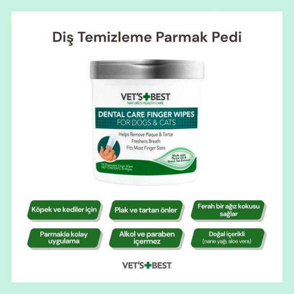 Vet’s Best Diş Temizleme Parmak Pedi – Köpek ve Kediler İçin Plak ve Tartar Karşıtı Ağız Bakımı