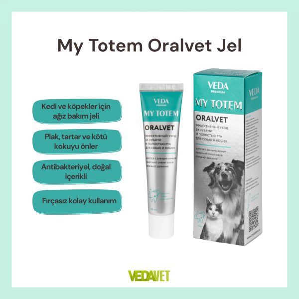 Veda My Totem Oralvet Ağız Bakım Jeli 40 ml – Kedi ve Köpekler İçin Plak ve Ağız Kokusu Önleyici Jel