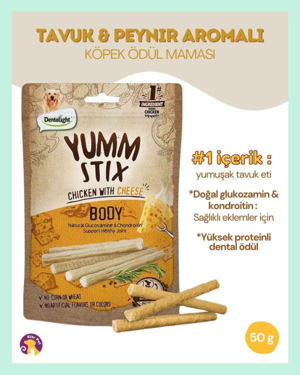 Dentalight Yumm Stix Tavuk ve Peynirli Köpek Ödülü (50g)