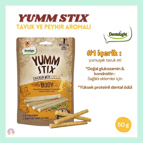Dentalight Dentalight Yumm Stix Tavuk ve Peynirli Köpek Ödülü (50g)