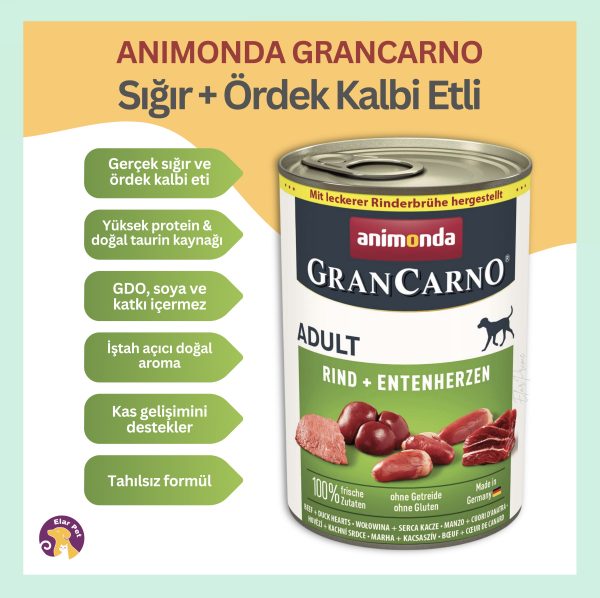 Yaş mamalar - 10 Animonda GranCarno Sığır Etli ve Ördekli Yetişkin Köpek Konservesi 400 gr