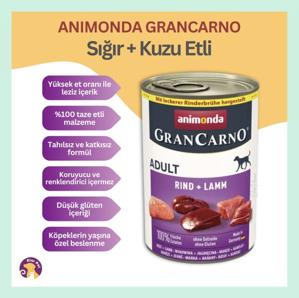 Animonda GranCarno Sığır ve Kuzu Köpek Konservesi 400 gr