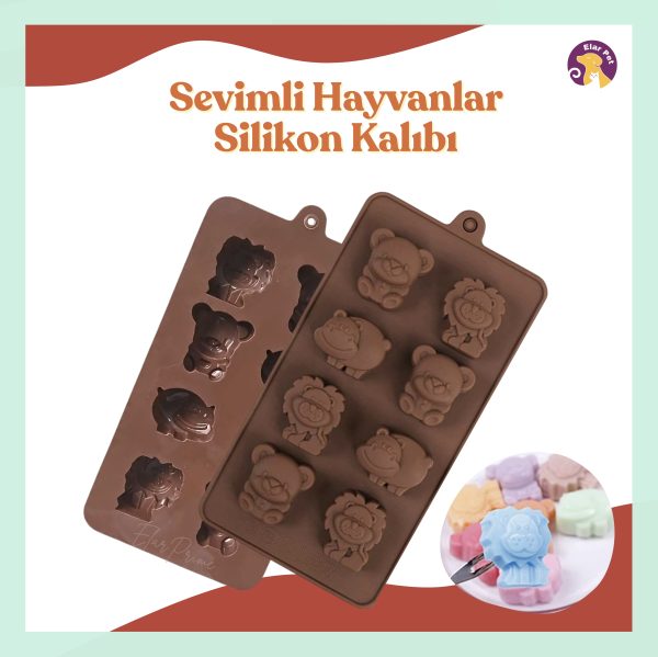 Tekli Silikon Kalıp – Sevimli Hayvan Figürleri ile Köpek ve Kedi Ödülü Maması Yapımı