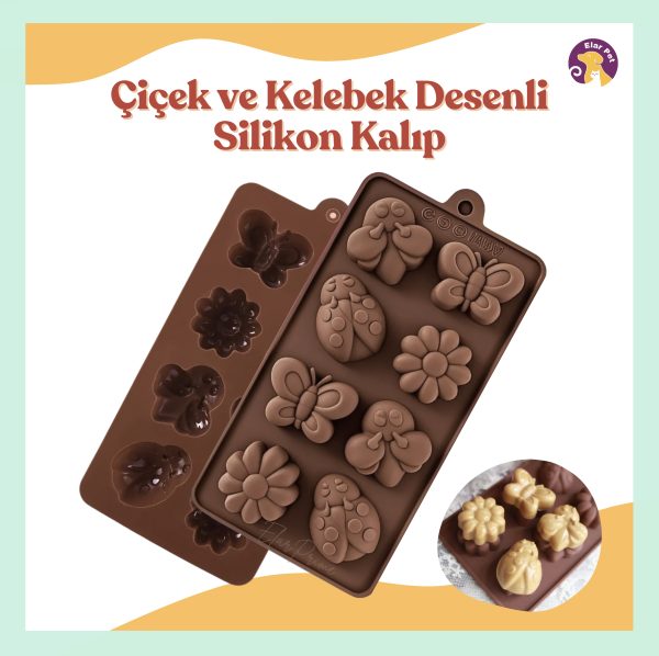 Tekli Silikon Kalıp – Kelebek, Uğur Böceği ve Çiçek Figürleri ile Köpek ve Kedi Ödülü Maması Yapımı