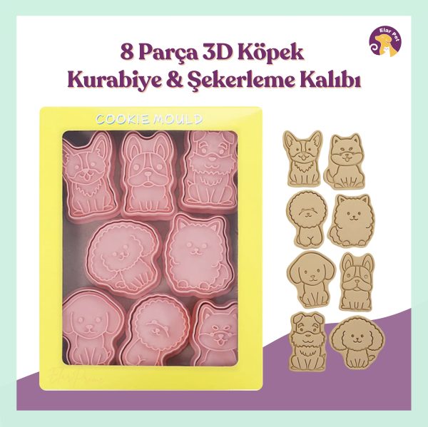 Elar Aksesuar 8 Adet Piston Damgalı Yavru Köpek Kurabiye Kalıbı
