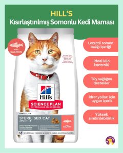 Hill’s Kısırlaştırılmış Somonlu Yetişkin Kedi Maması 1/5kg Hill’s SCIENCE PLAN Kısırlaştırılmış Somonlu Yetişkin Kedi Maması 1/5 kg