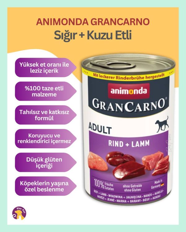 IMG_2570 Animonda GranCarno Sığır ve Kuzu Köpek Konservesi 400 gr