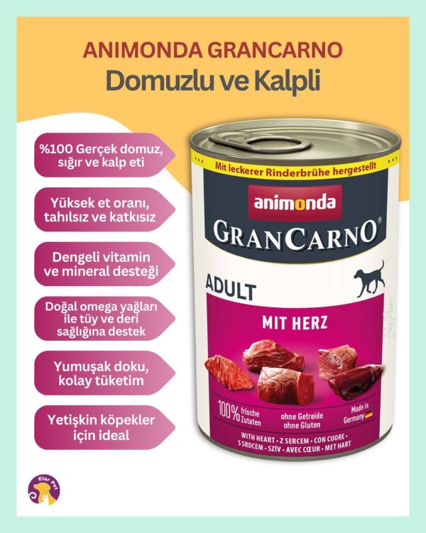 Animonda GranCarno Domuzlu ve Kalpli Yetişkin Köpek Konservesi 400gr