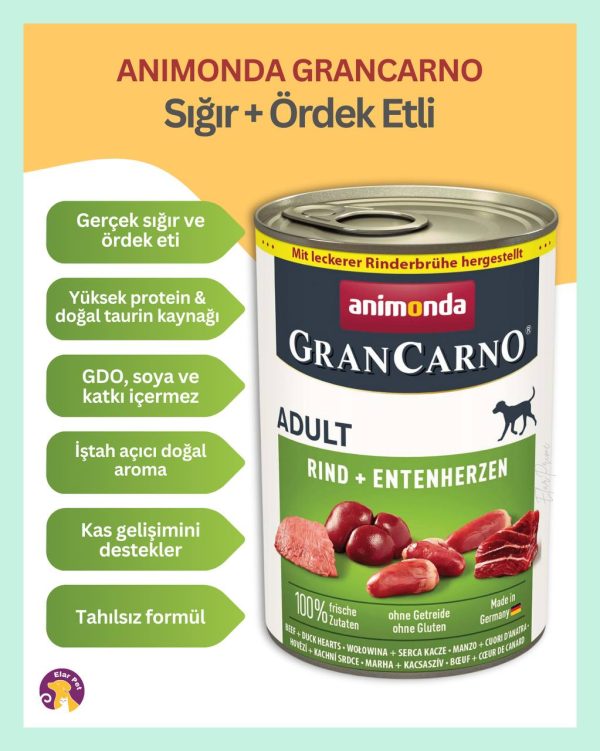 IMG_2578 Animonda GranCarno Sığır Etli ve Ördekli Yetişkin Köpek Konservesi 400 gr