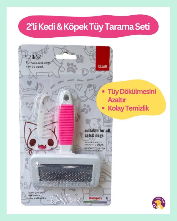 Clean Temizleme Aparatlı Kedi Köpek Tarağı