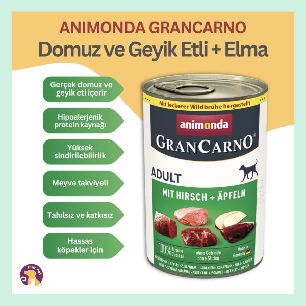 Animonda GranCarno Adult Sığır ve Geyik Etli ve Elmalı Yetişkin Köpek Konserv Mamasi