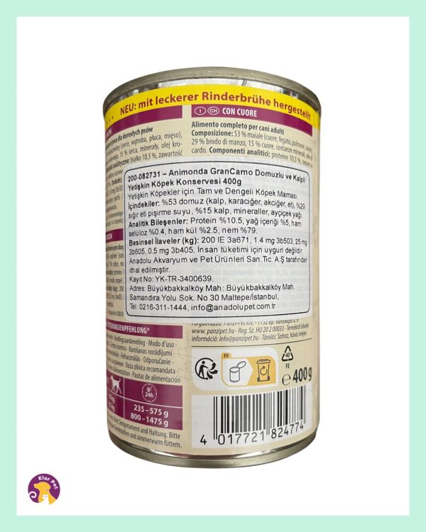 Animonda GranCarno Domuzlu ve Kalpli Yetişkin Köpek Konservesi 400gr