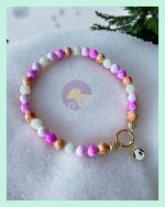 El Yapımı Pembe Boncuklu Köpek Tasması - Şık ve Çekici Detaylara Sahip Köpek Tasması