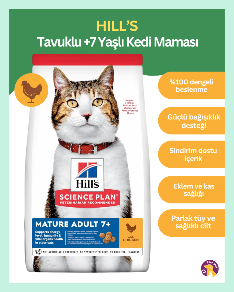 Hill’s Science Plan Adult 7+Tavuklu Yaşlı Kedi Maması 1/5 kg