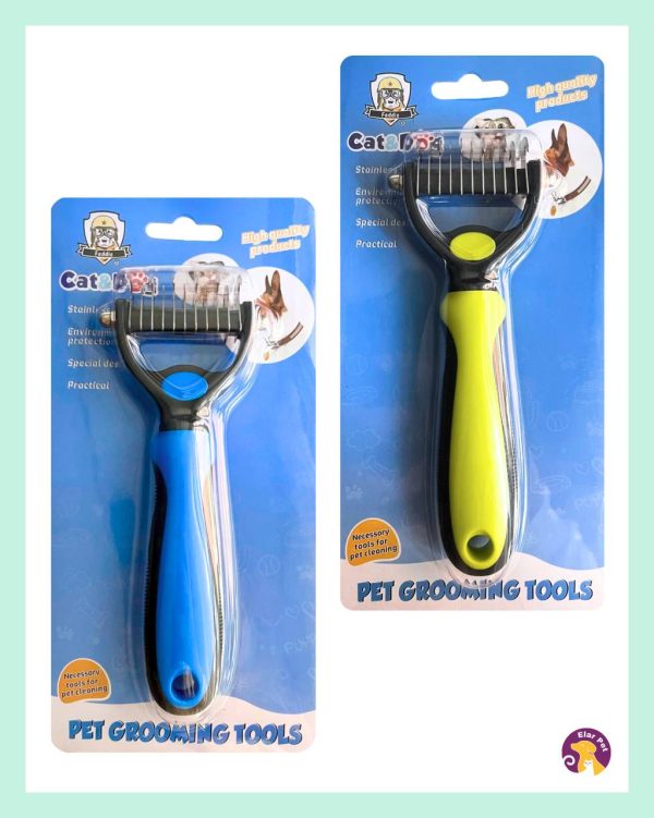 Çift Taraflı Metal Dişli Kedi ve Köpek Tüy Topak Açıcı Bakım Tarağı