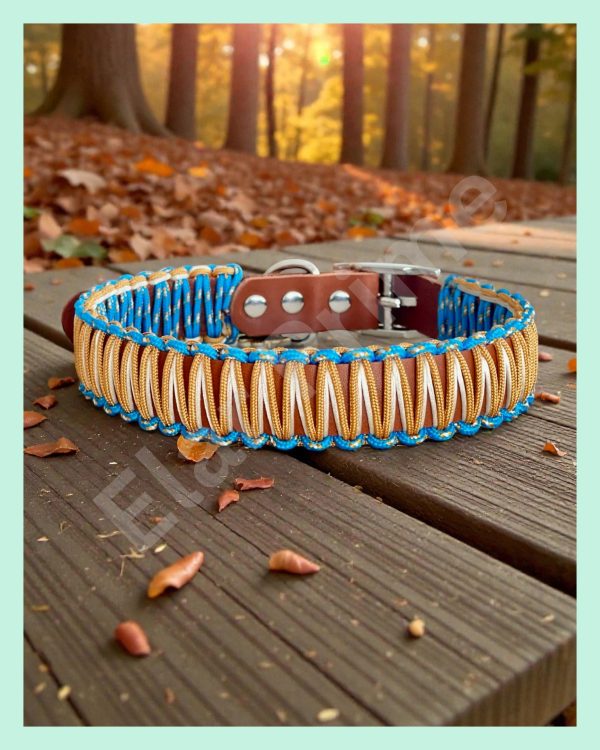 El Yapımı Paracord ve Deri Köpek Boyun Tasmasi