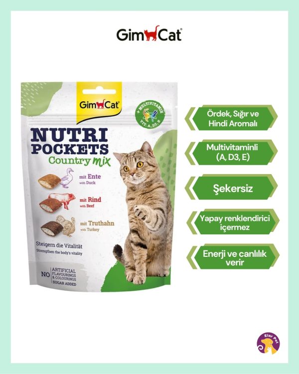 Gimcat Nutri Pockets Country Mix Multivitaminli Kedi Ödül Maması 150 gr Gimcat Nutri Pockets Country Mix Multivitaminli Kedi Ödül Maması 150 gr