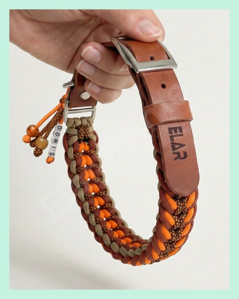 El Yapımı Paracord ve Deri Köpek Tasması – PKT 02