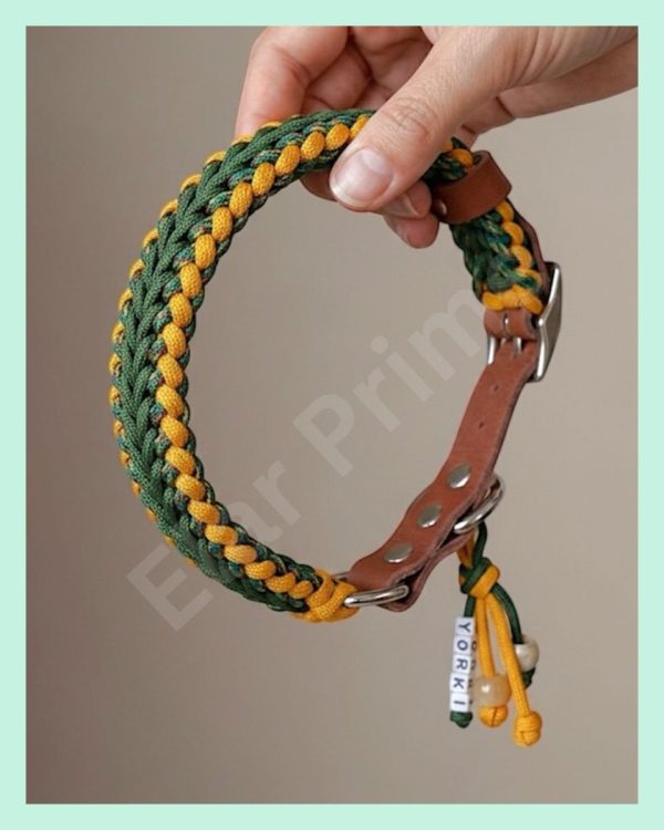 El Yapımı Paracord ve Deri Köpek Boyun Tasması – örgü slim 02