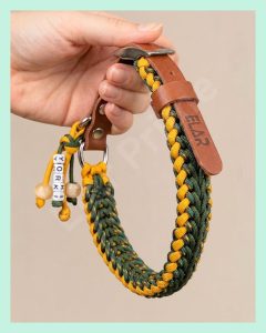 El Yapımı Paracord ve Deri Köpek Boyun Tasması – örgü slim 02