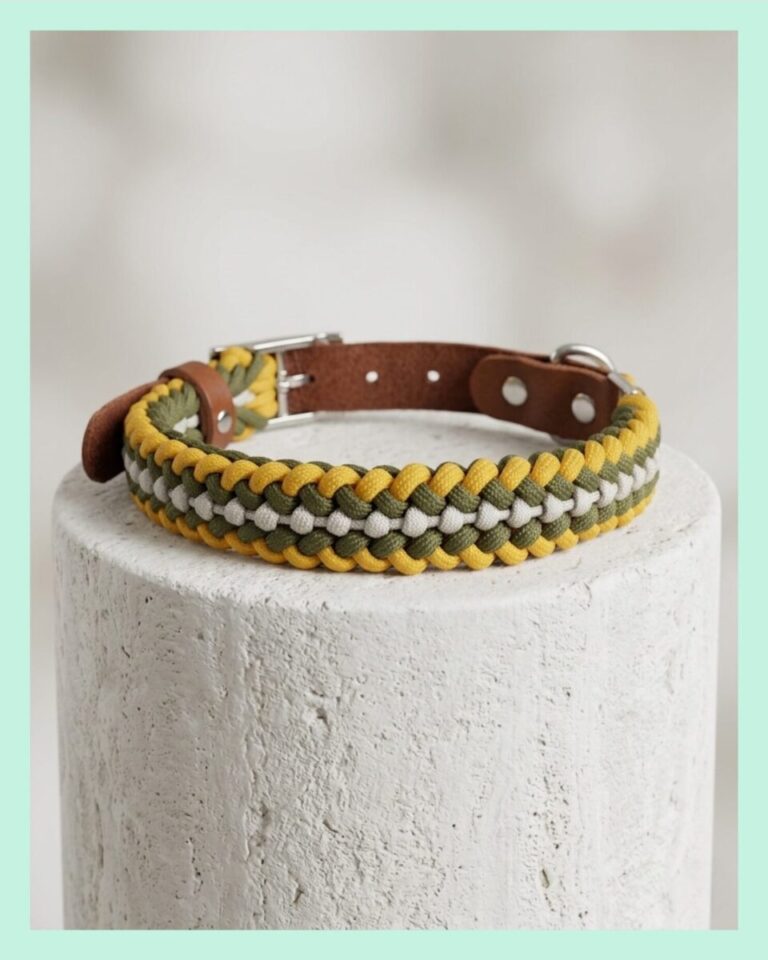 El Yapımı Deri ve Paracord Köpek Boyun Tasması – PKT 09