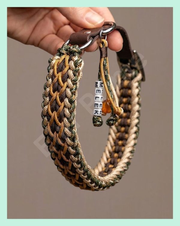 El Yapımı Paracord ve Deri Köpek Boyun Tasması – Örgü Strong 13