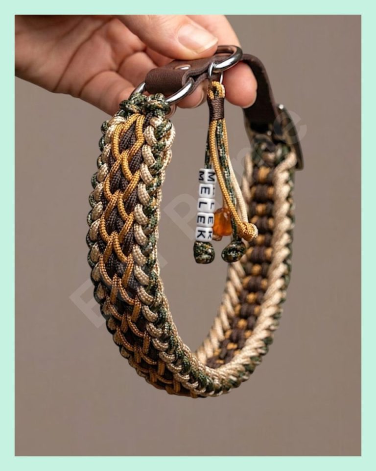 El Yapımı Paracord ve Deri Köpek Boyun Tasması – Örgü Strong 13