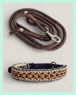 El Yapımı Paracord ve Deri Köpek Boyun Tasması ve Kayışı Set – Örgü Strong 013